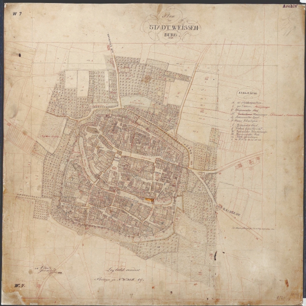 Lage des Grabungsgeländes auf dem Stadtplan von 1822 Lage des Grabungsgeländes auf dem Stadtplan von 1822