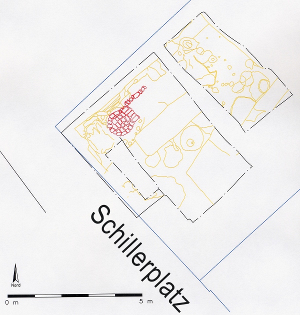 Abb. 9 Lage des Ofens aus dem 15./16. Jahrhundert. Abb. 9 Lage des Ofens aus dem 15./16. Jahrhundert.